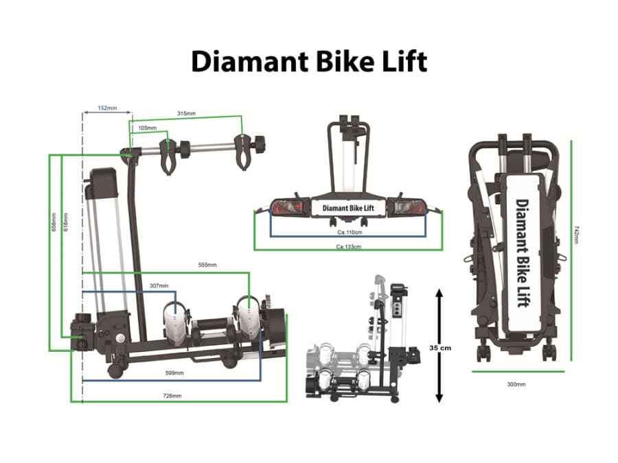 Pro-User Fietsendrager Diamant Bike Lift 2 Fietsen Elektrisch Liftsysteem