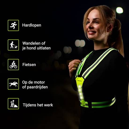 Craved LED Sport Vest - USB Oplaadbaar - Hardloopvest - Geel