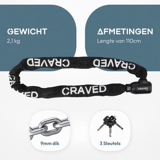 Craved kettingslot Boldon ART2 - 110cm - Zwart