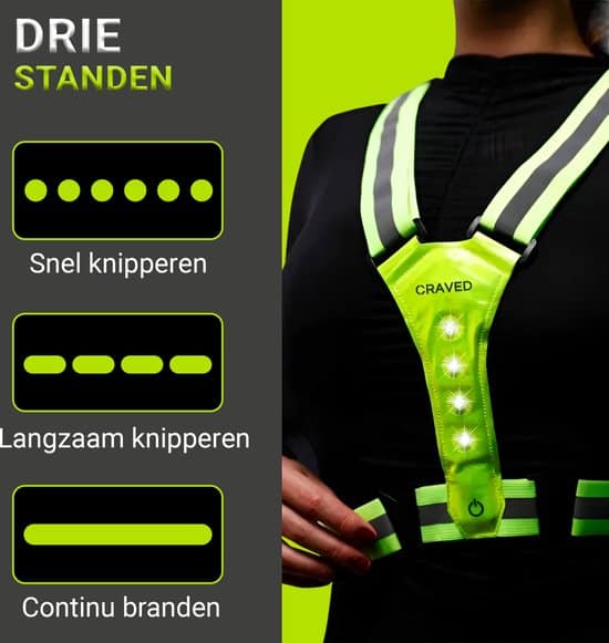 Craved LED Sport Vest - USB Oplaadbaar - Hardloopvest - Geel