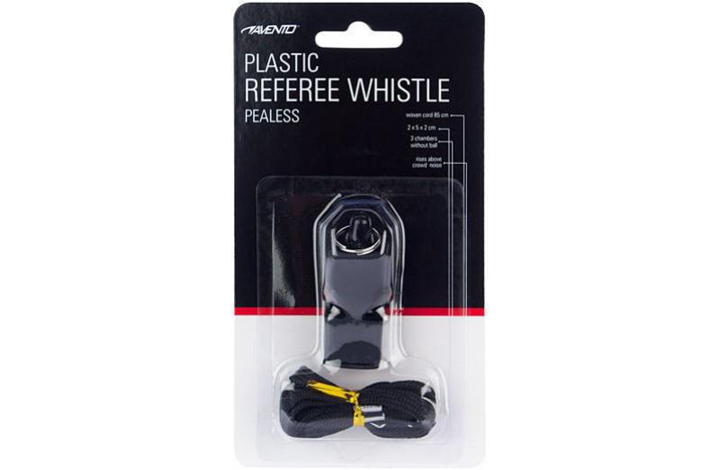 Avento Scheidsrechtersfluit zonder Bal - Kunststof - Zwart