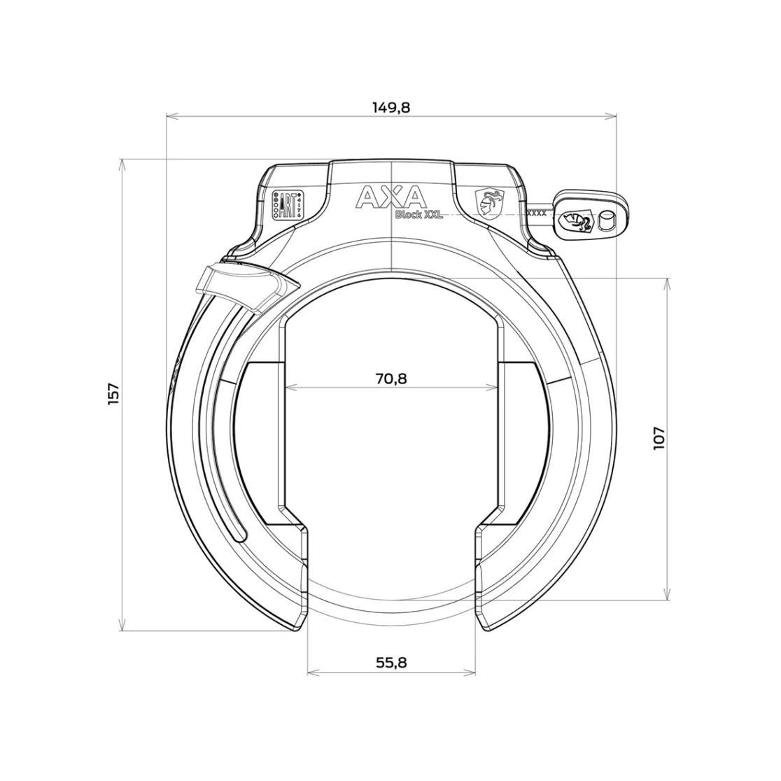 Axa ringslot Block XXL - ART2 - Zwart - Voor brede banden