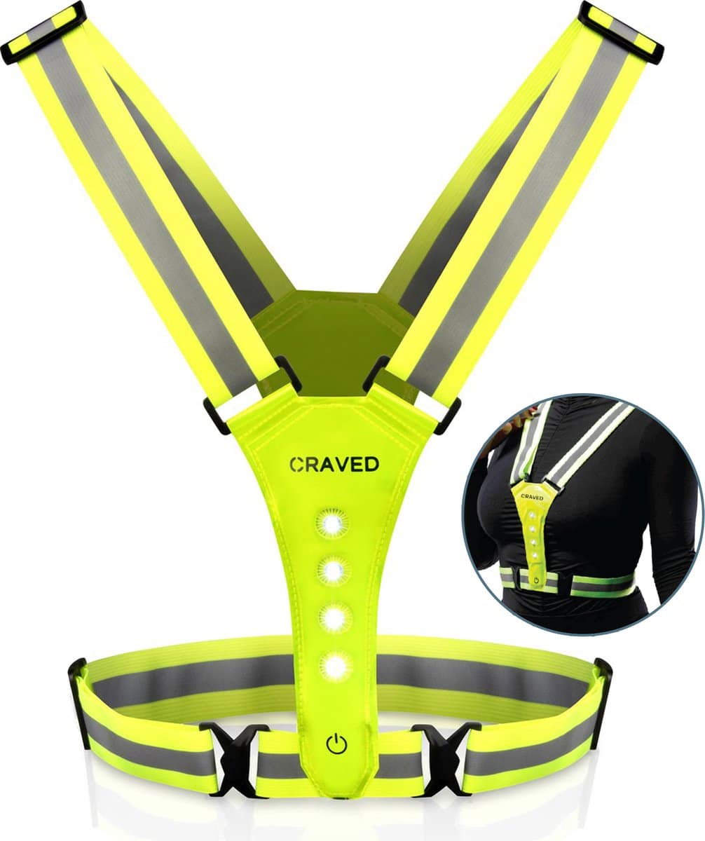 Craved LED Sport Vest - USB Oplaadbaar - Hardloopvest - Geel