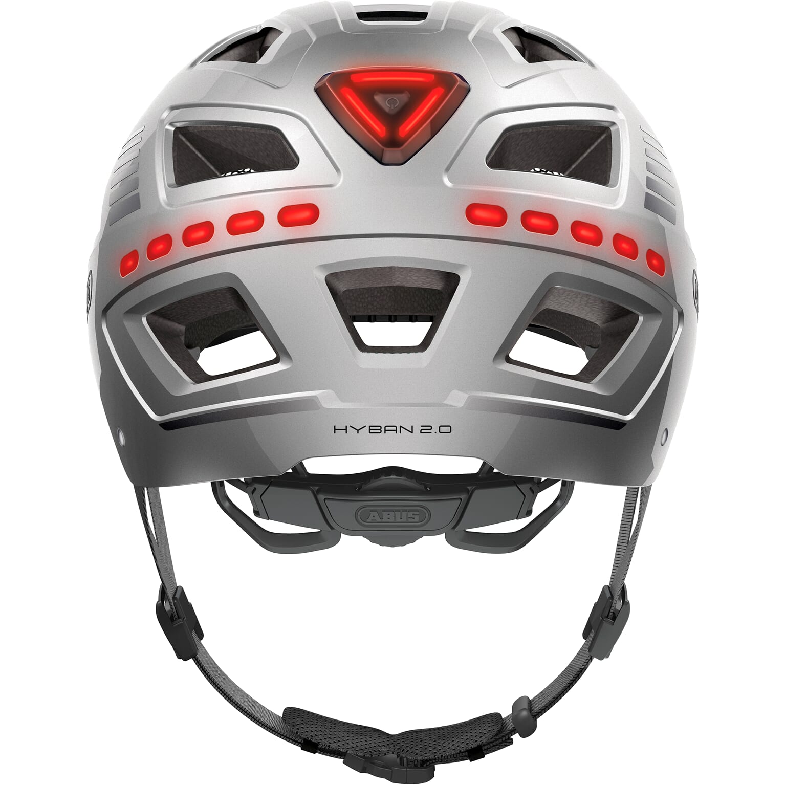 Abus helm Hyban 2.0 LED Signaal Zilver M 52-58 cm
