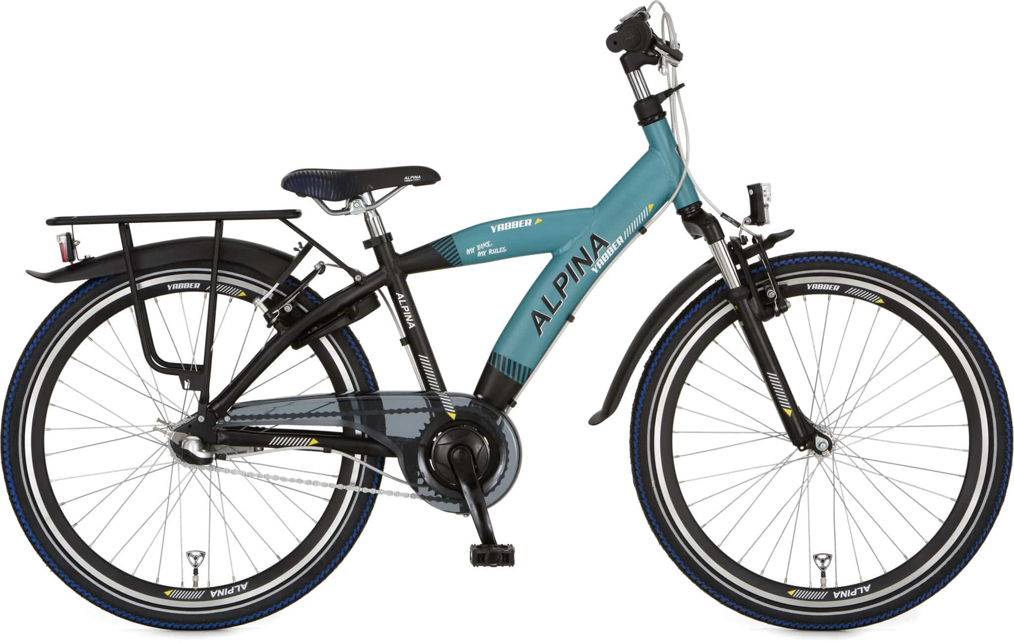 Alpina Yabber Jongensfiets 24" Jet Black Metallic Matt - Pacific Blue M.