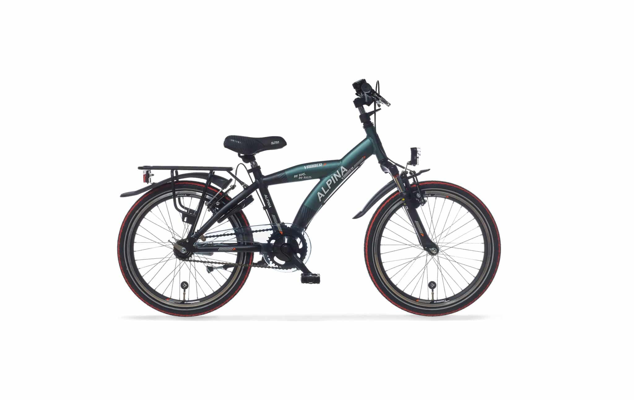 Alpina Yabber Jongensfiets 22" Dennenboom Groen Matt - Vivid Black Matt