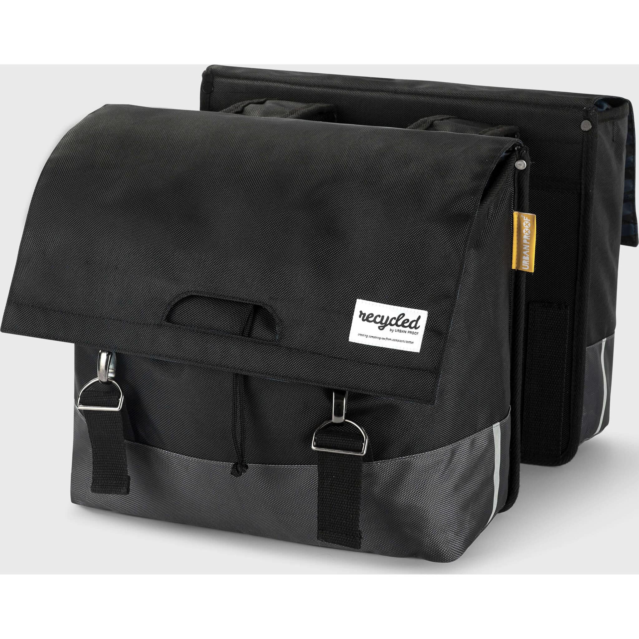 Urban Proof fietstas dubbel 40L recycled zwart grijs