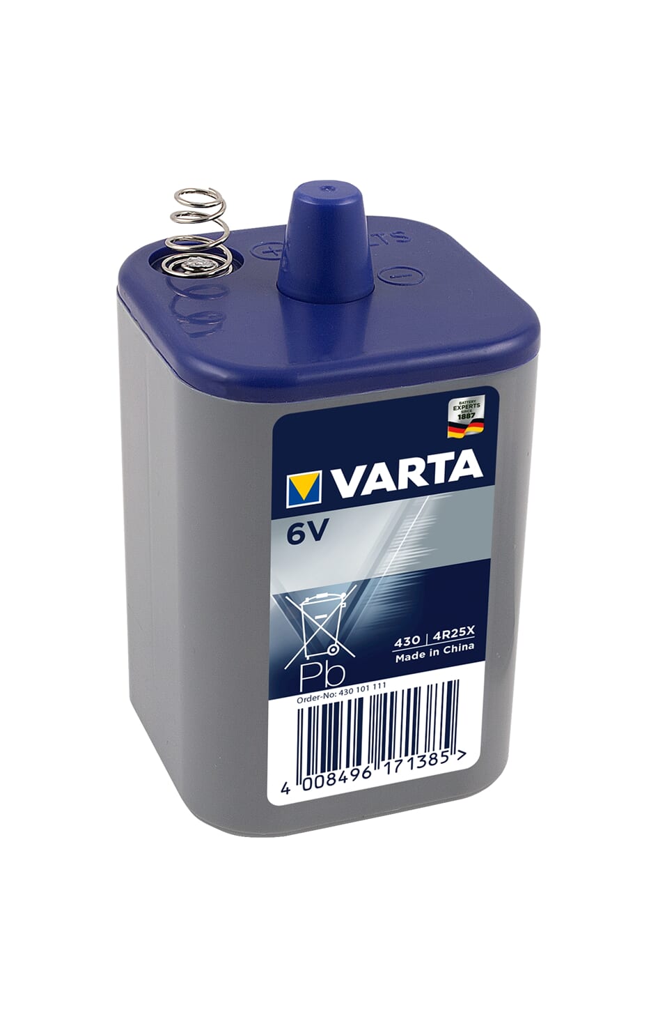 Varta batterij 6V blok m/veer (1)