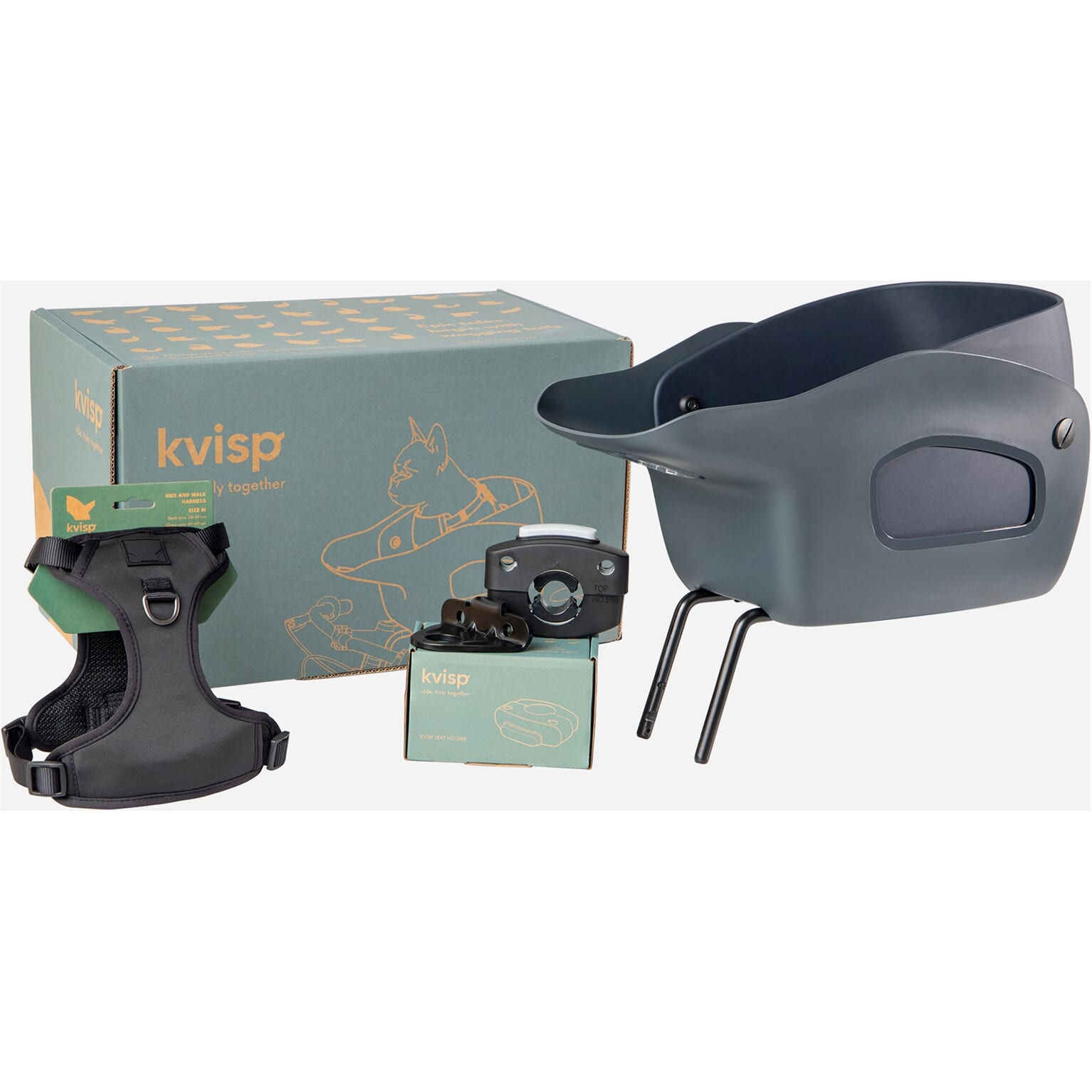 Kvisp hondenfietszitje met harnas M midnight gray