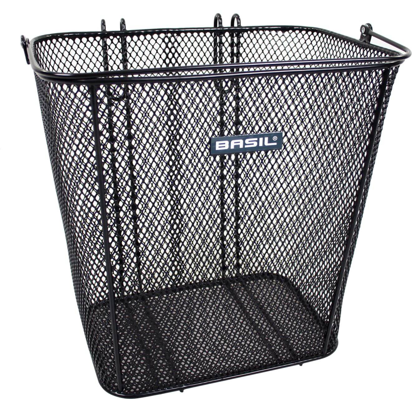 Basil mand Cardiff + haken hoog 26L zwart 33x24x33cm