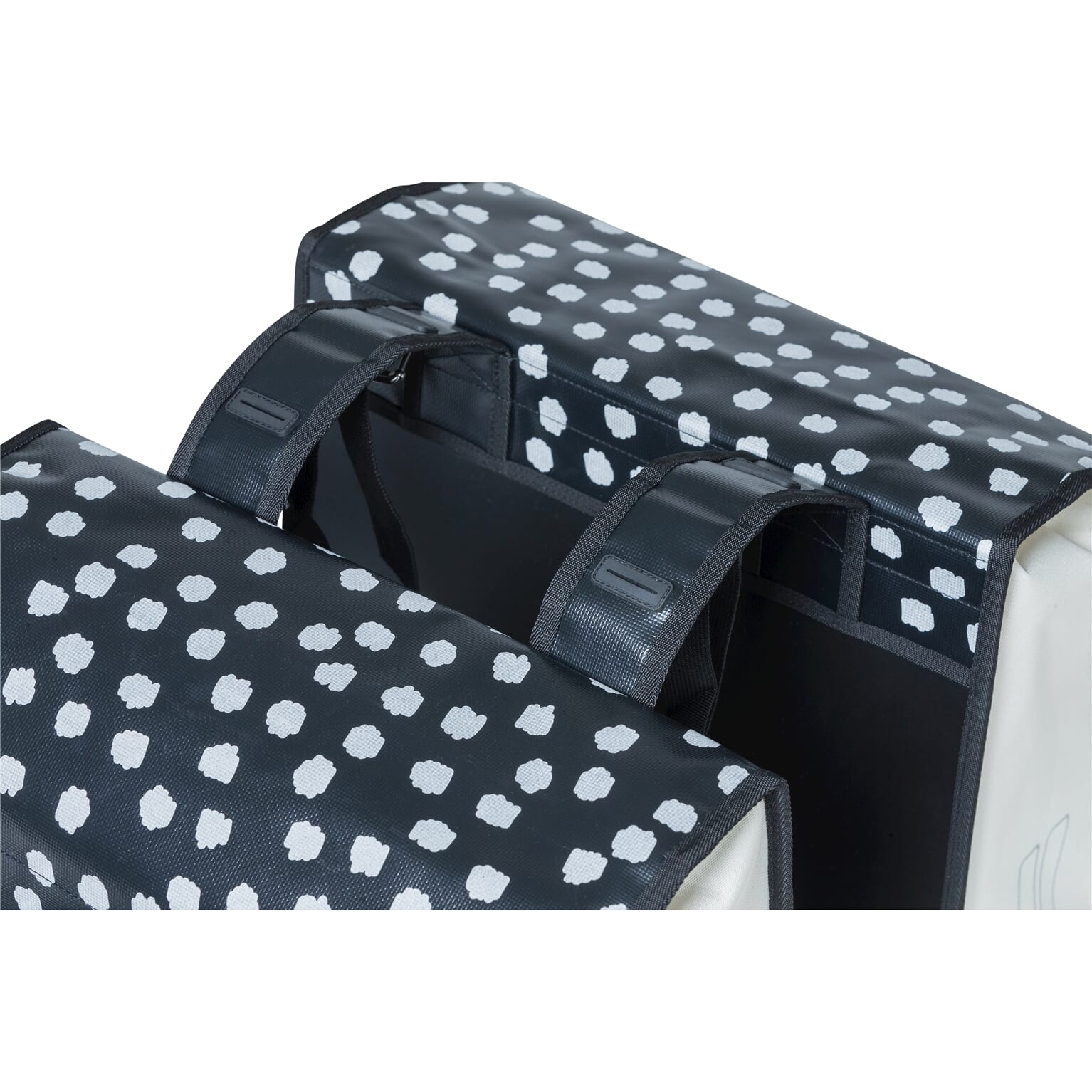 Basil fietstas dubbel Urban load zwart wit 48-53L