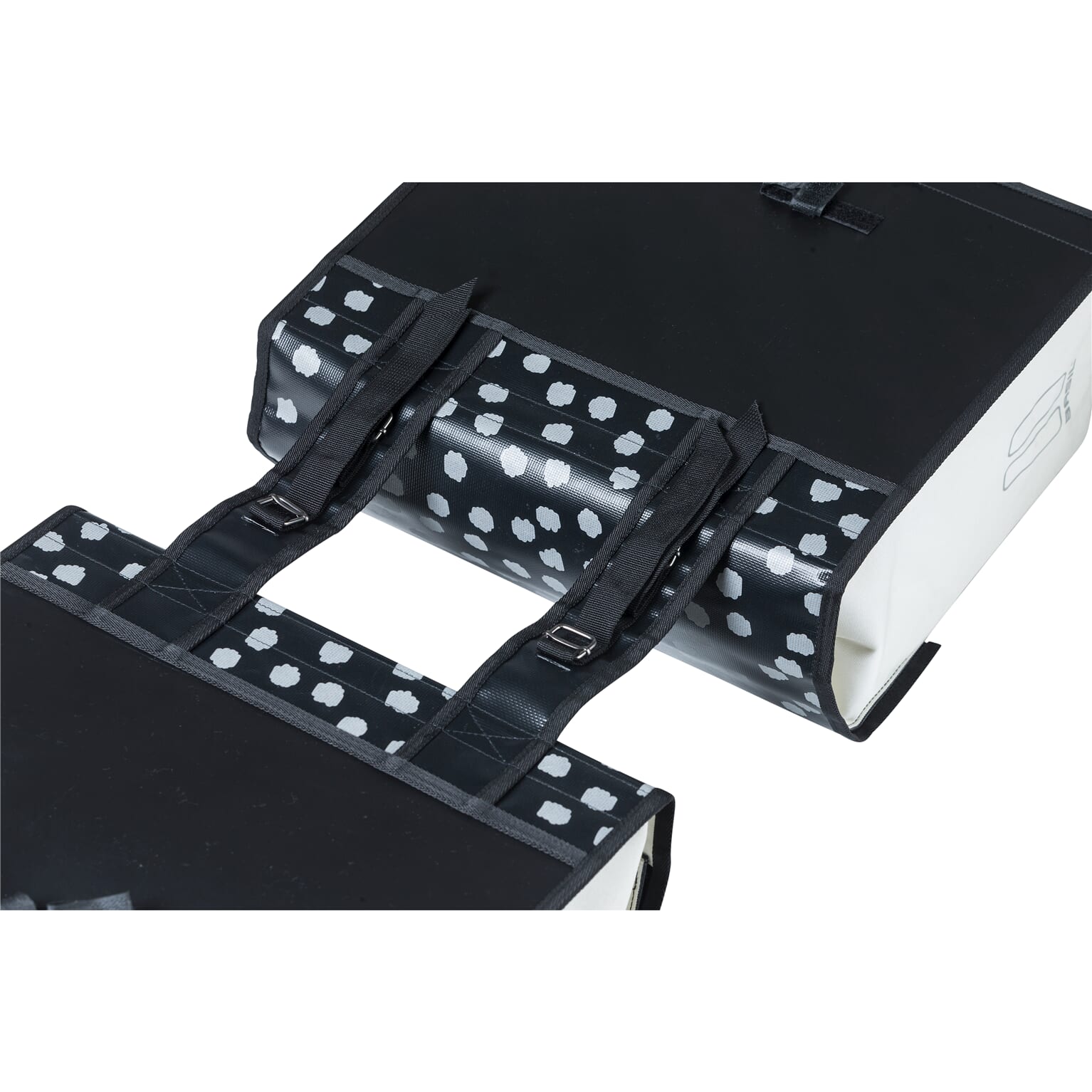 Basil fietstas dubbel Urban load zwart wit 48-53L