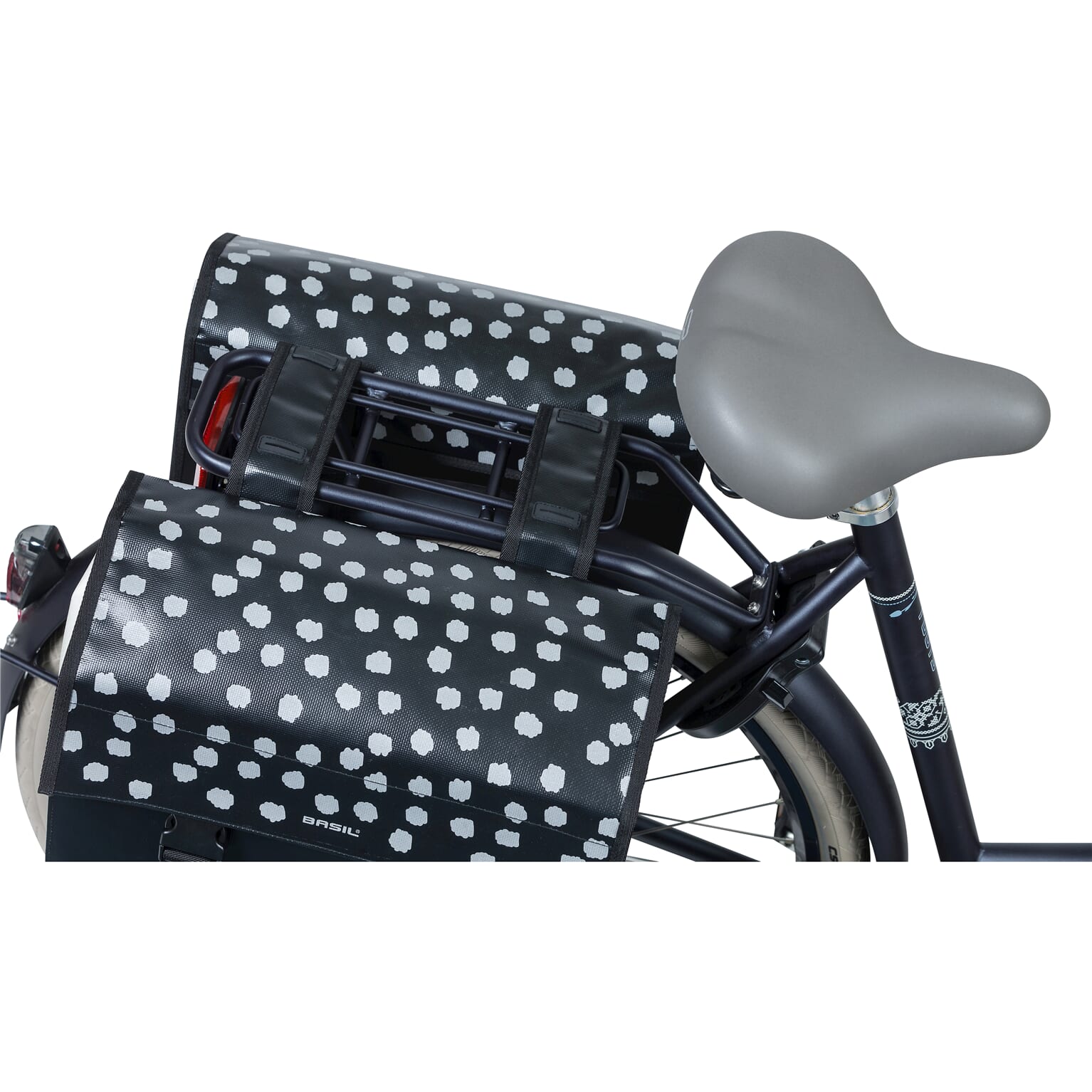 Basil fietstas dubbel Urban load zwart wit 48-53L