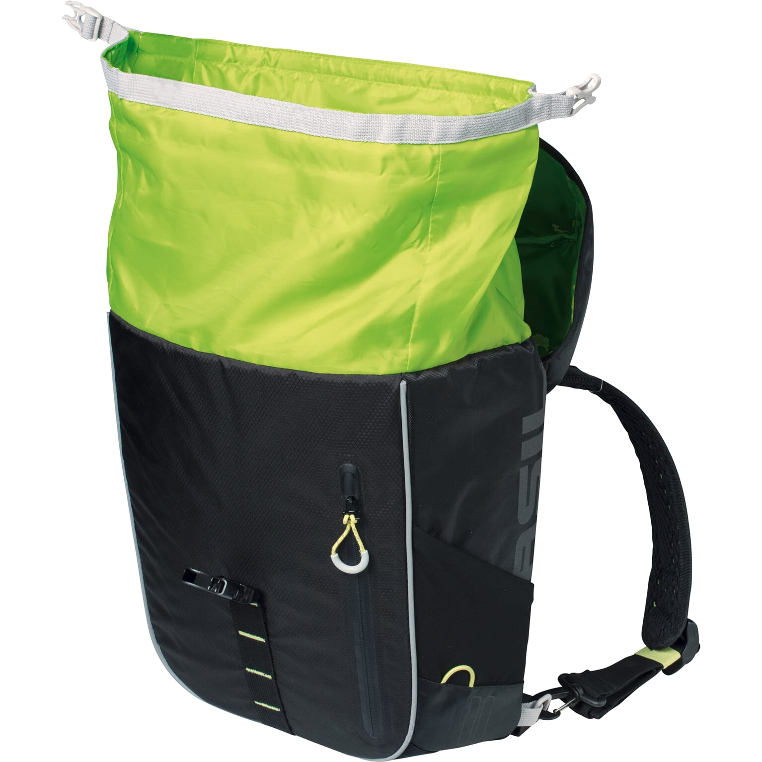 Basil rugtas Miles daypack zwart lime 17L