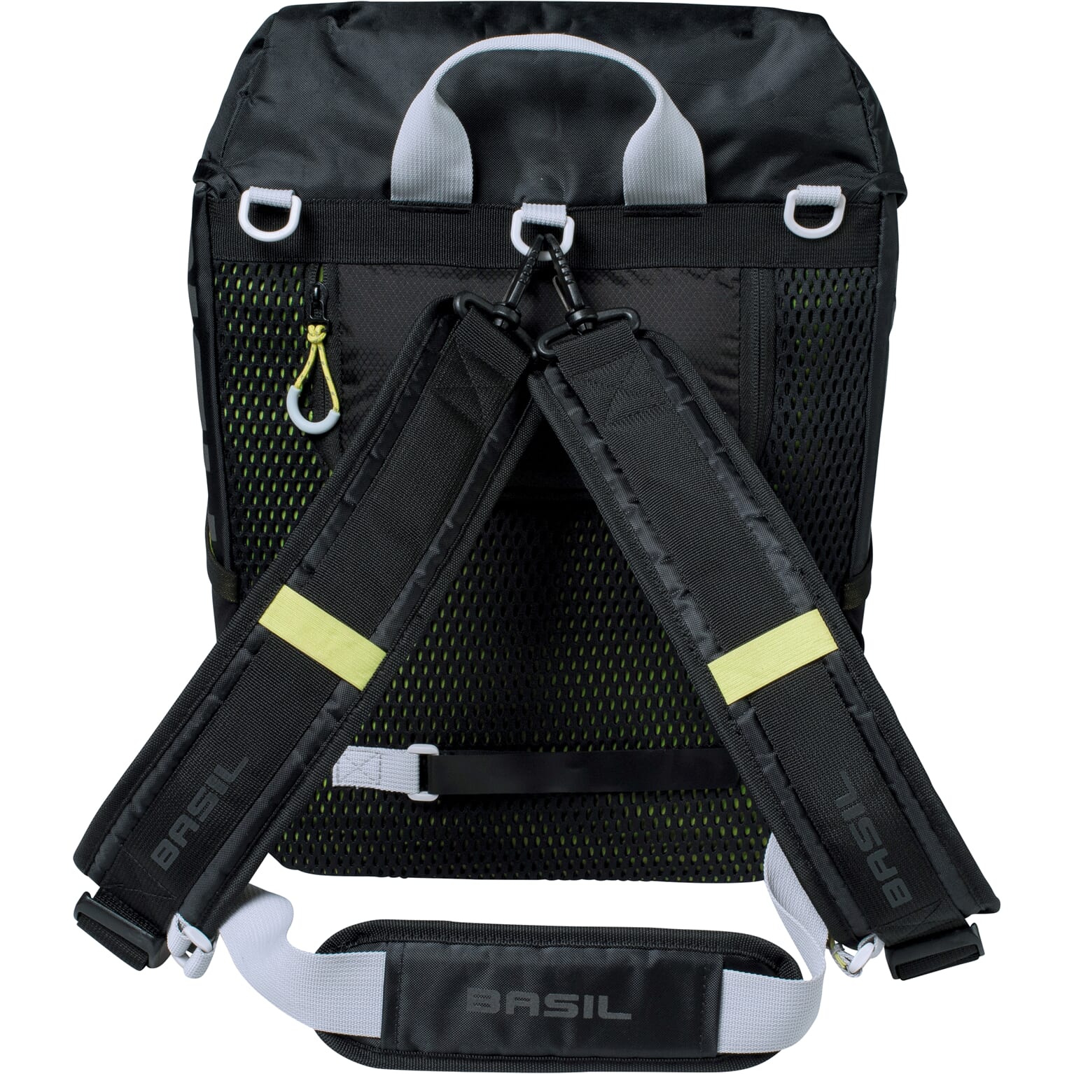 Basil rugtas Miles daypack zwart lime 17L