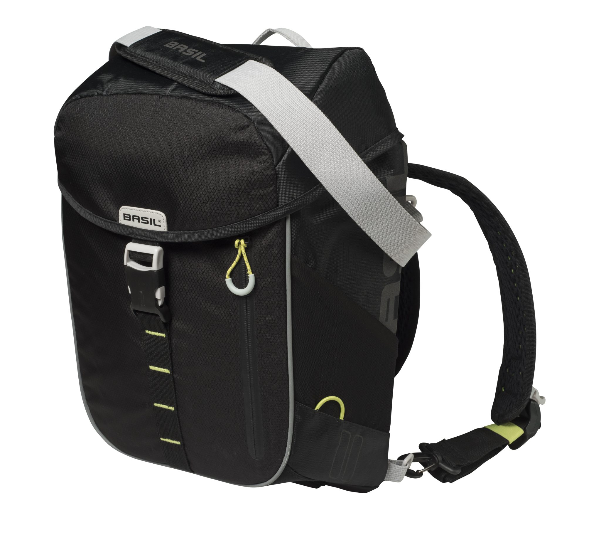 Basil rugtas Miles daypack zwart lime 17L