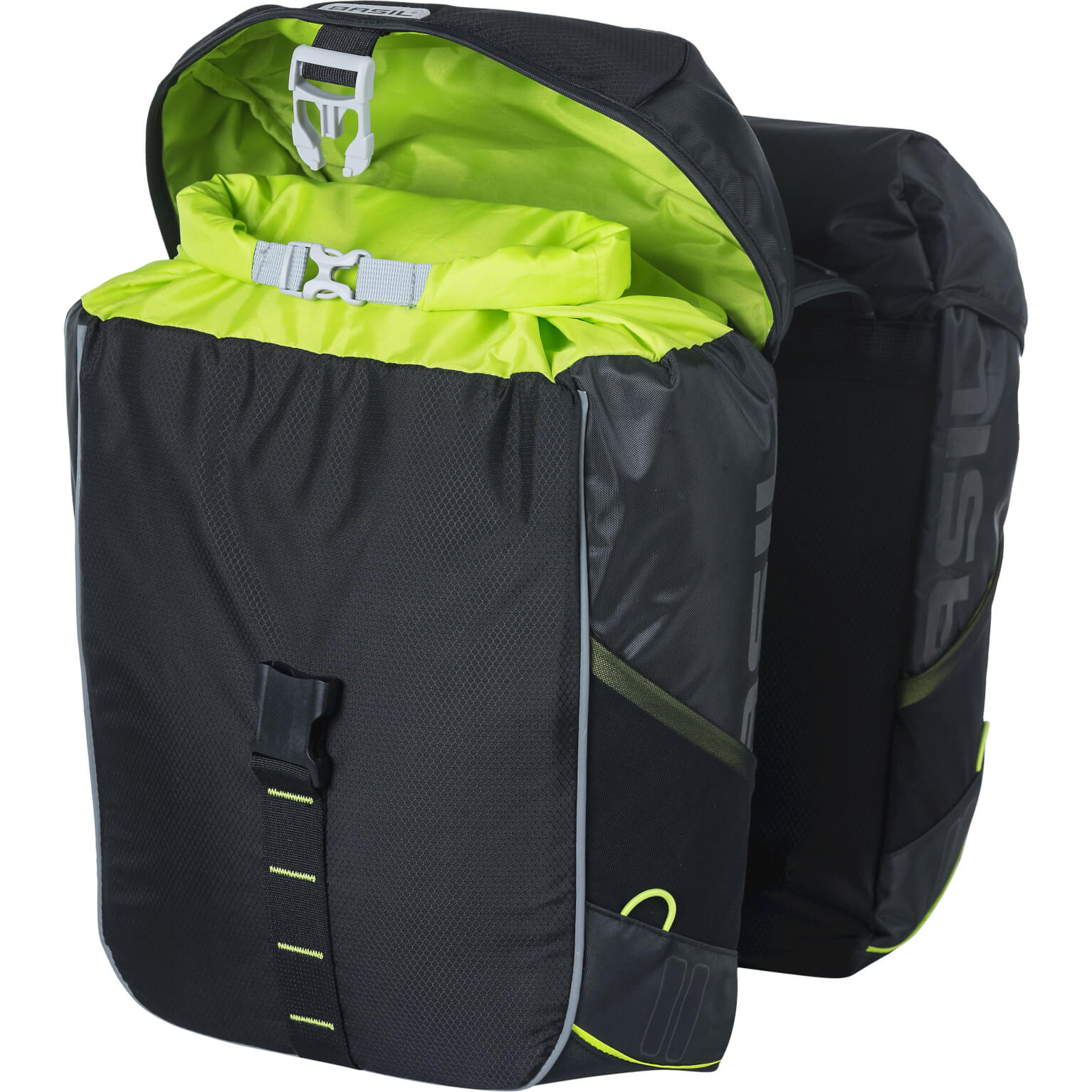 Basil fietstas dubbel Miles zwart lime 32L