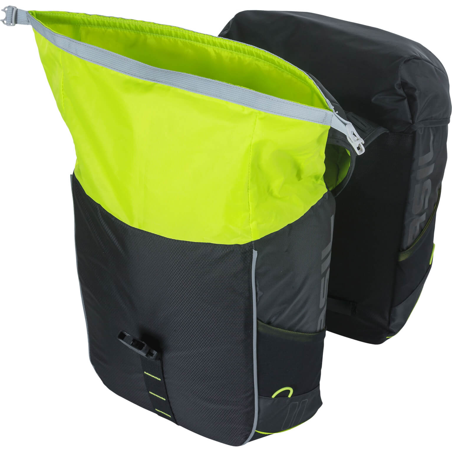 Basil fietstas dubbel Miles zwart lime 32L