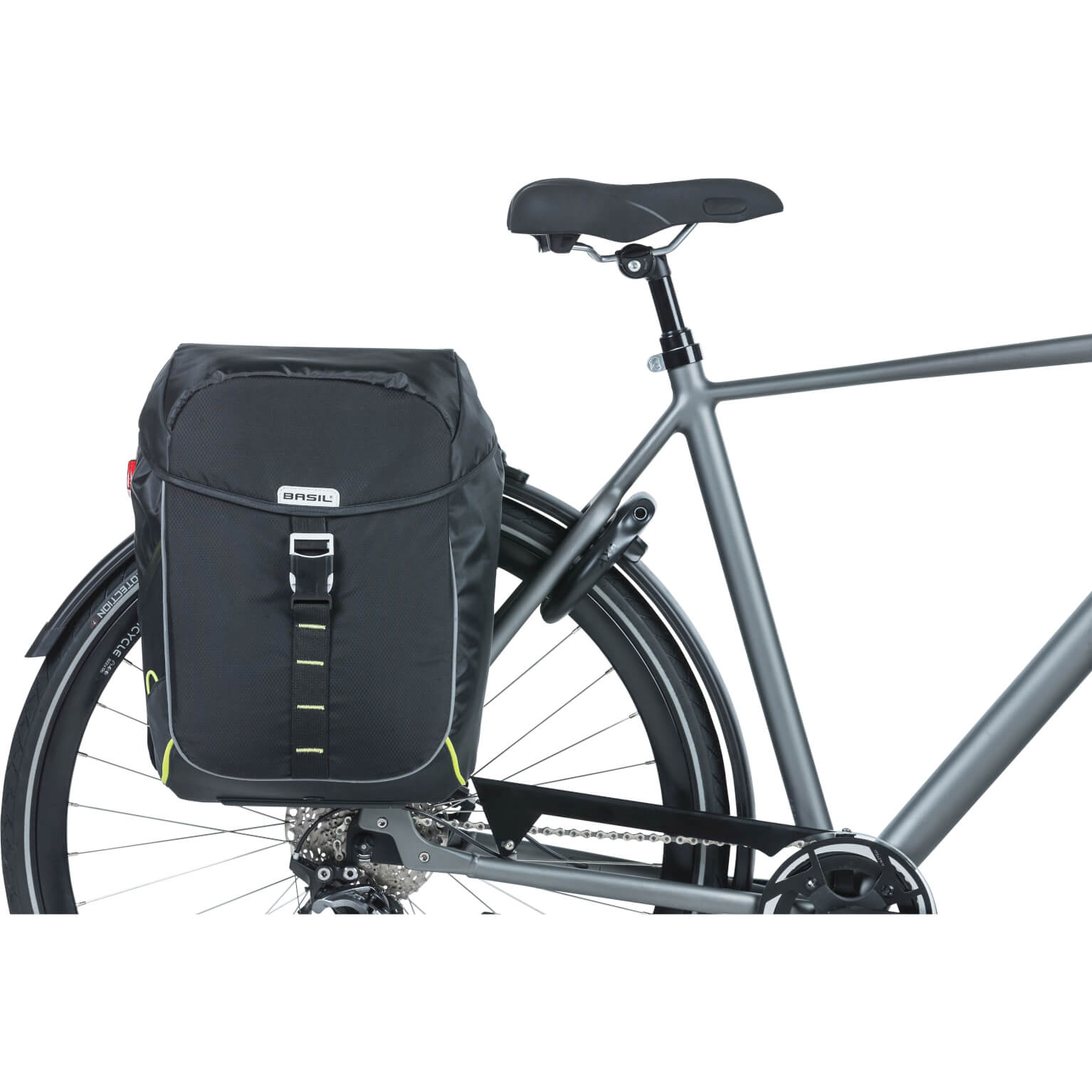 Basil fietstas dubbel Miles zwart lime 32L