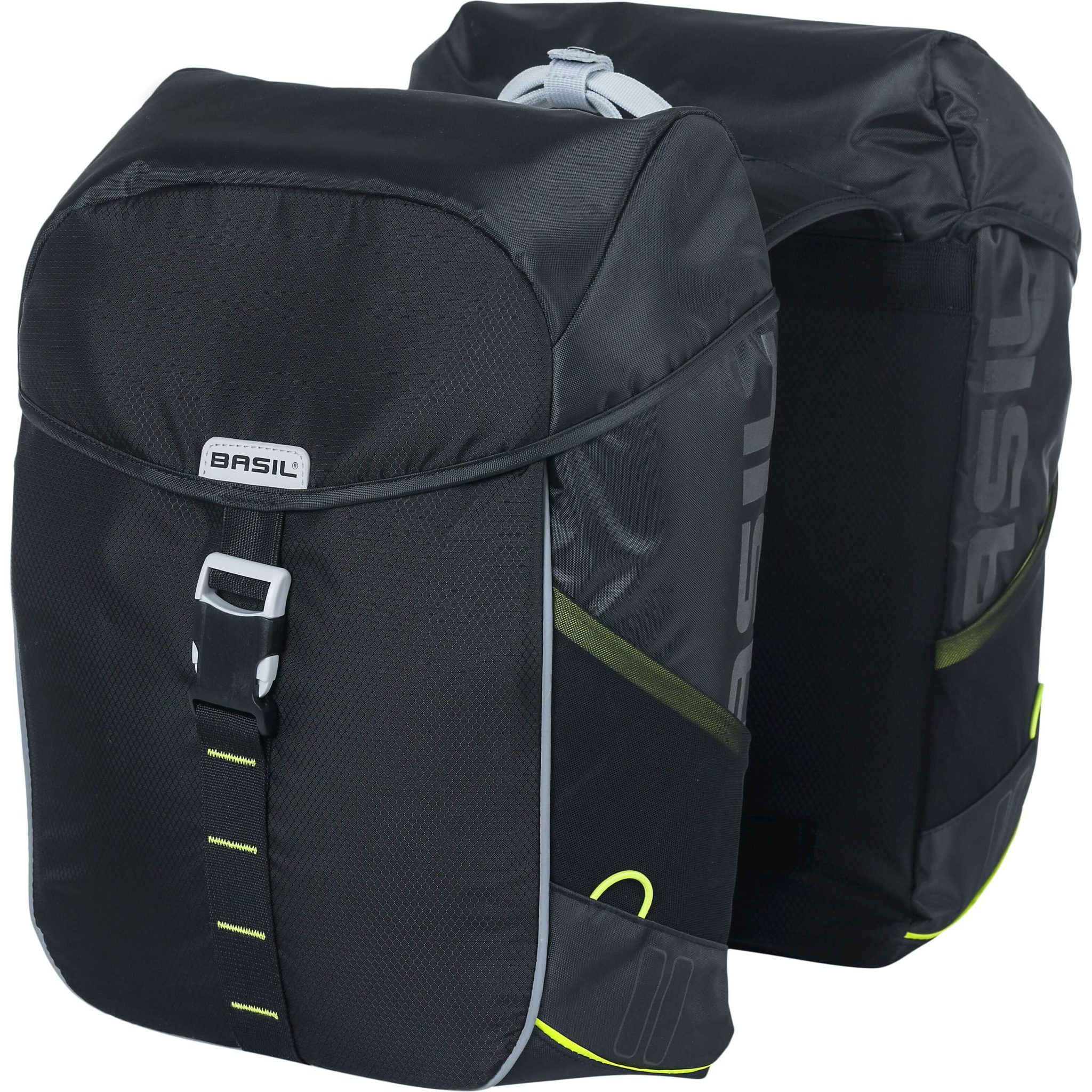 Basil fietstas dubbel Miles zwart lime 32L