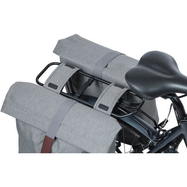 Basil fietstas dubbel City grijs melee 28-32L