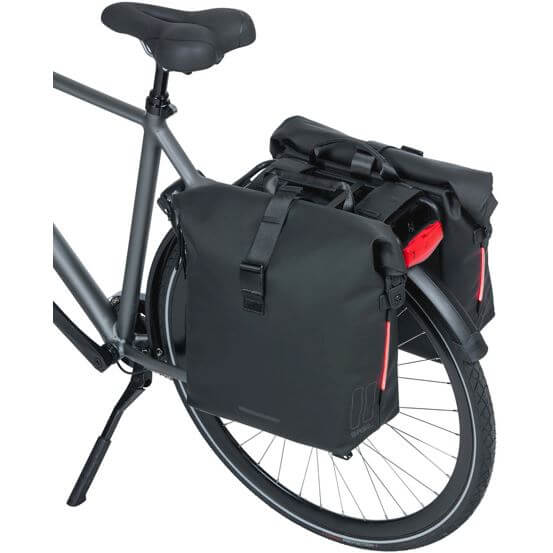 Basil fietstas dubbel SoHo Nordlight night zwart 41L