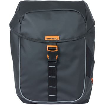 Basil fietstas dubbel Miles Tarpaulin zwart oranje 34L