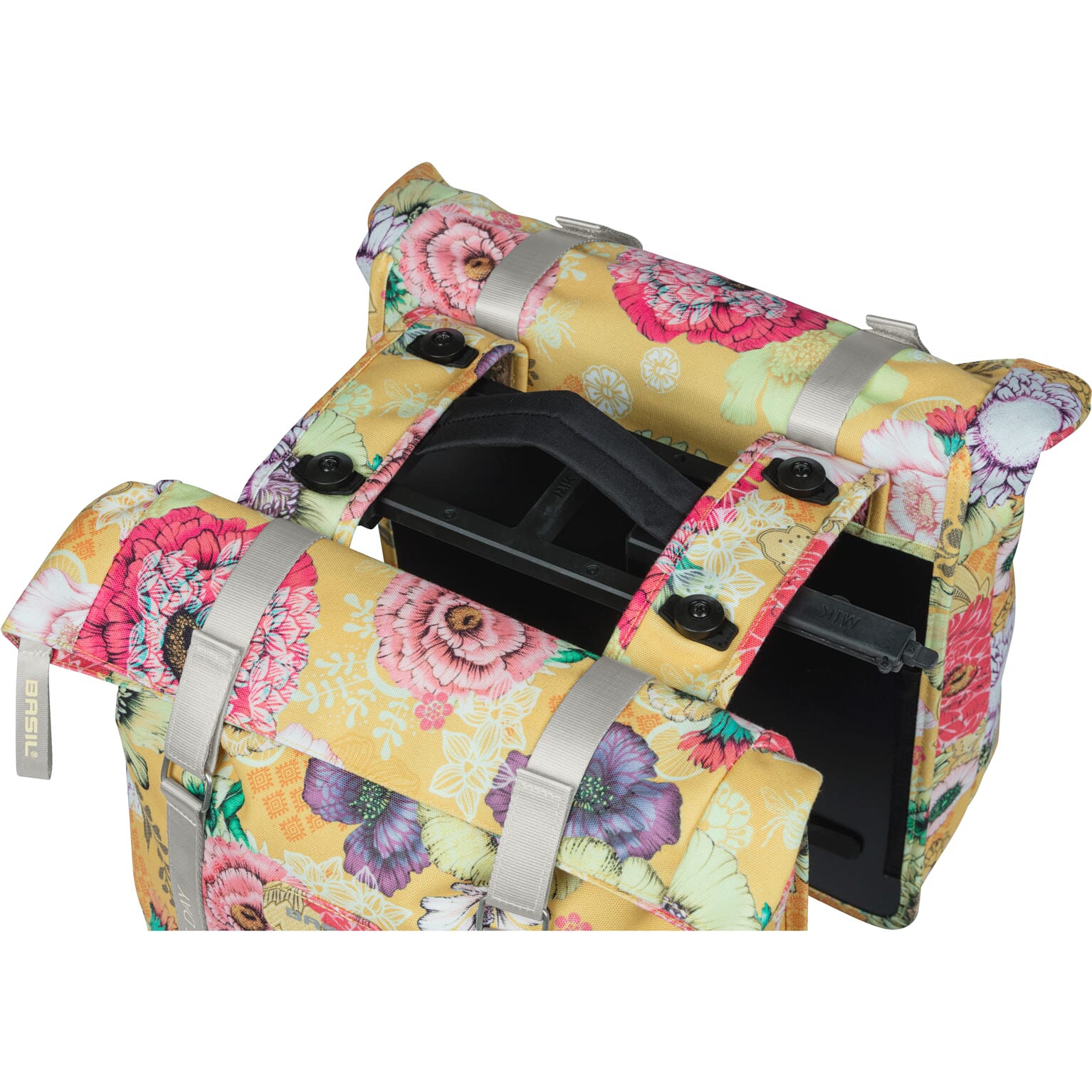 Basil fietstas dubbel Bloom Field geel MIK 28-35L