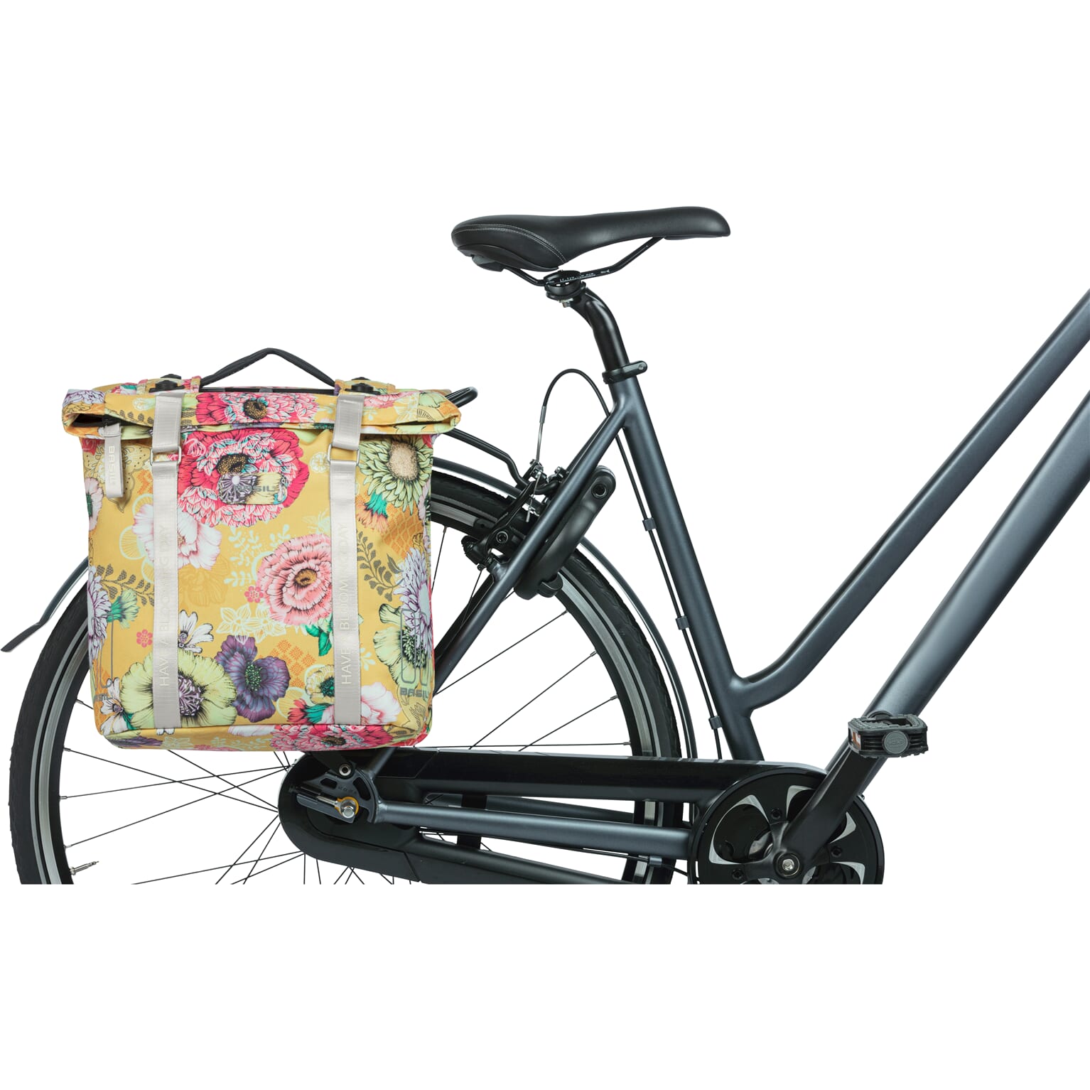 Basil fietstas dubbel Bloom Field geel MIK 28-35L