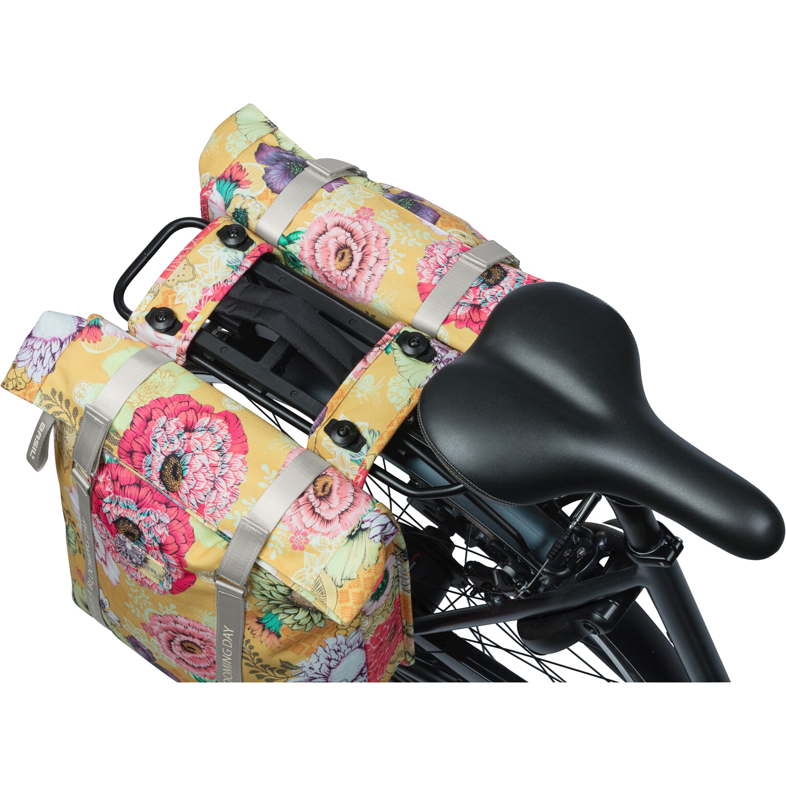 Basil fietstas dubbel Bloom Field geel MIK 28-35L