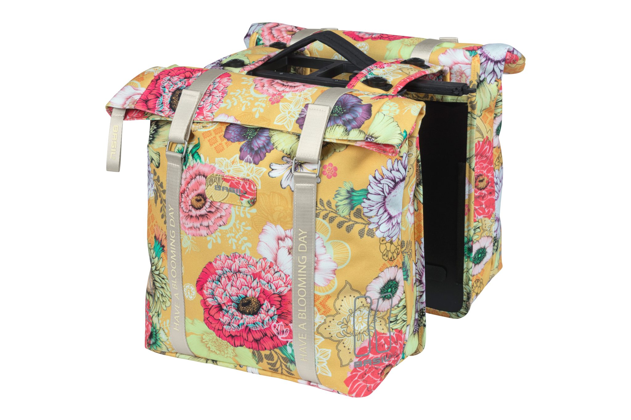 Basil fietstas dubbel Bloom Field geel MIK 28-35L