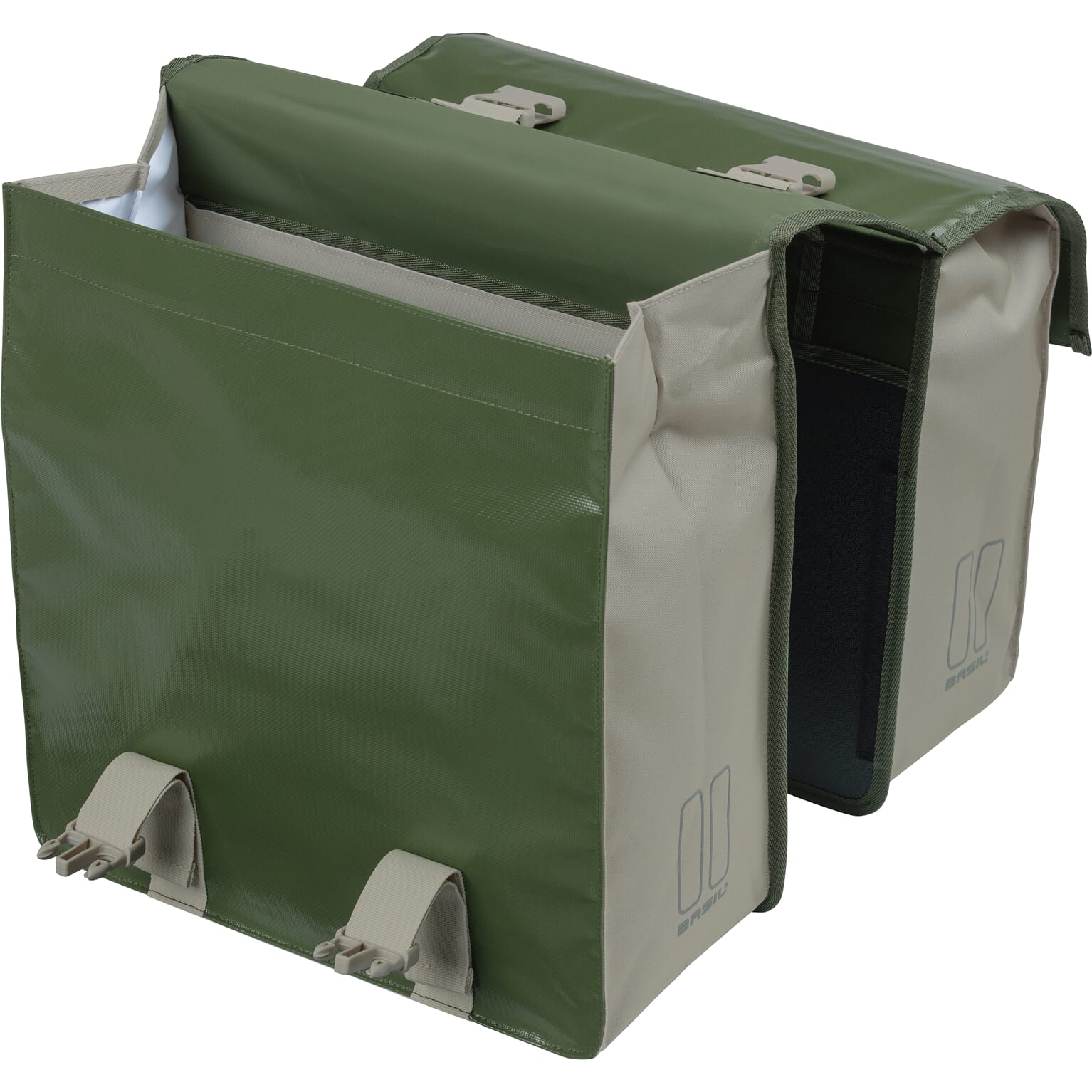 Basil fietstas dubbel Urban load moss groen / sand 48-53L
