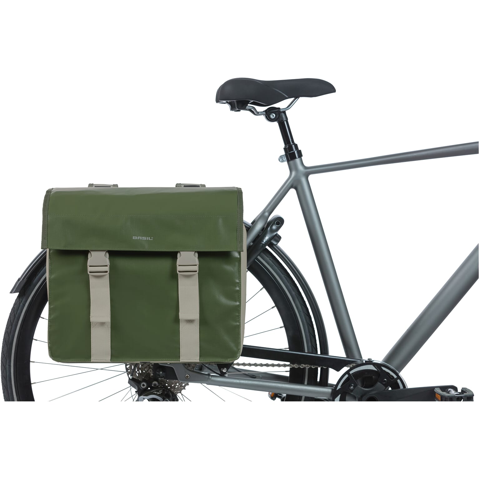 Basil fietstas dubbel Urban load moss groen / sand 48-53L