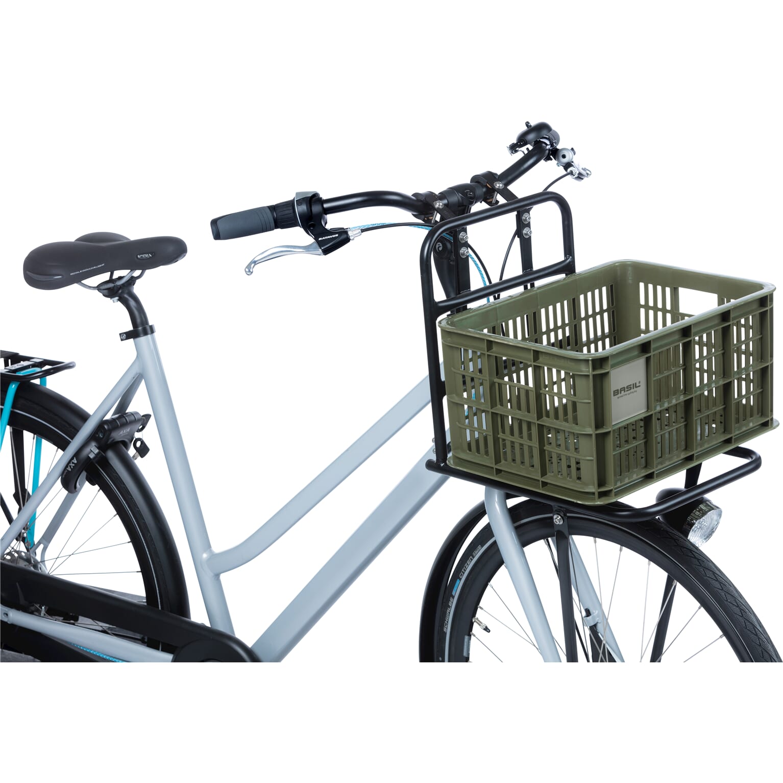 Basil fietskrat S moss groen 17.5L recycled