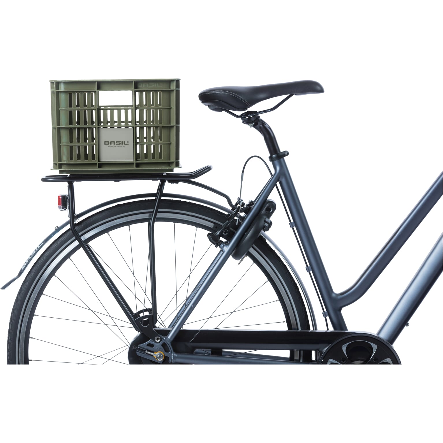 Basil fietskrat S moss groen 17.5L recycled