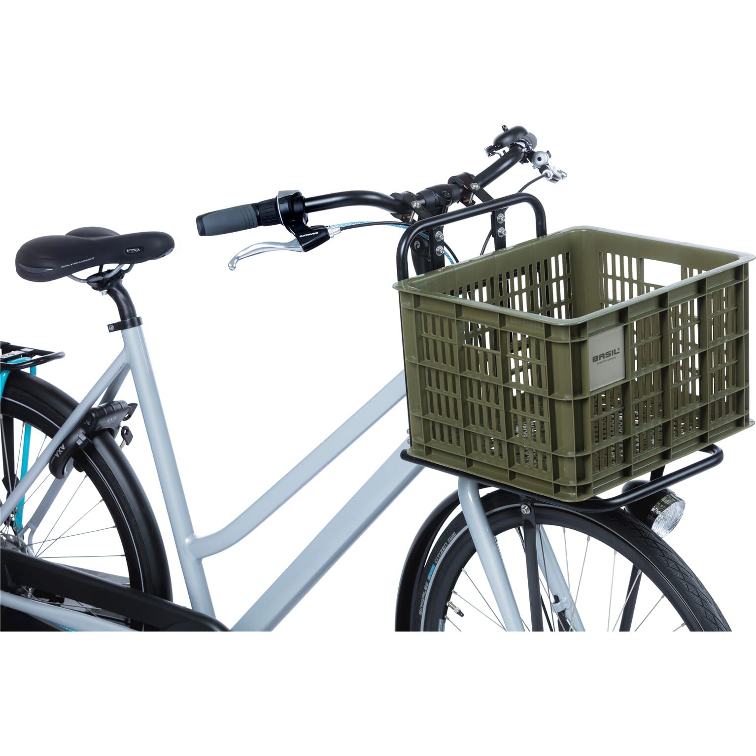Basil fietskrat M moss groen 29.5L recycled