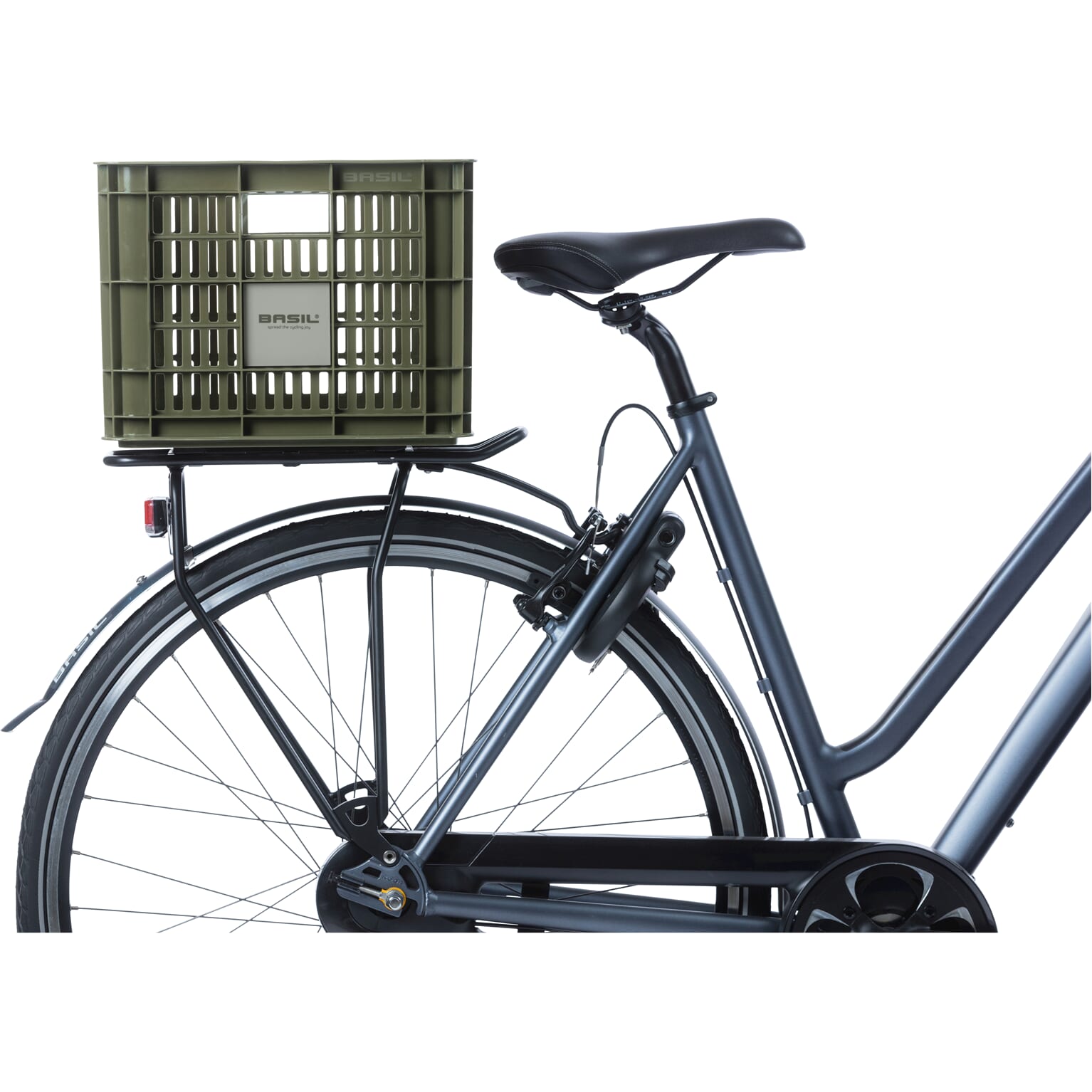 Basil fietskrat M moss groen 29.5L recycled