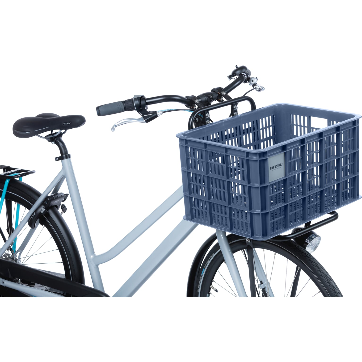 Basil fietskrat L blauw 40L recycled
