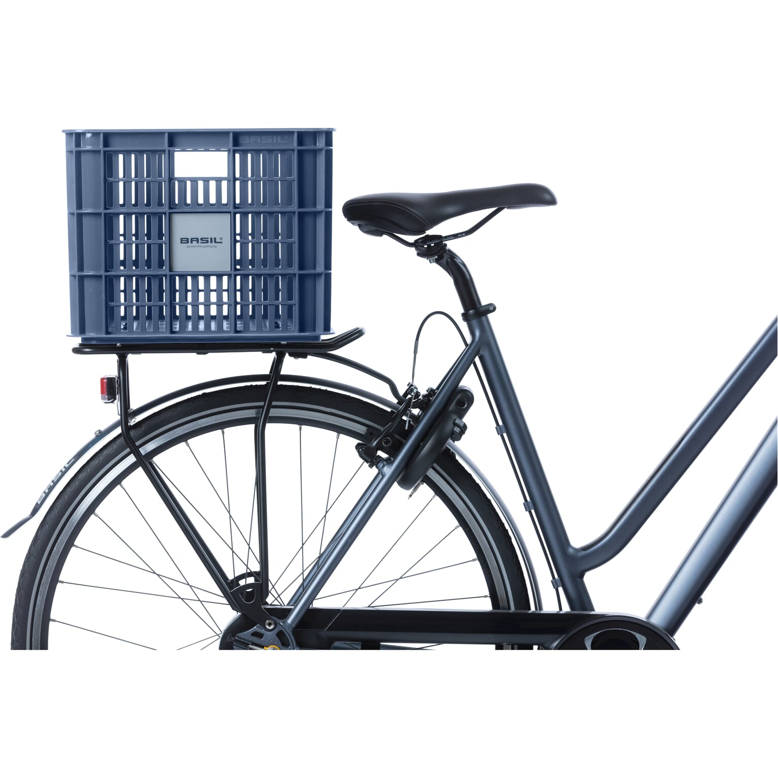 Basil fietskrat L blauw 40L recycled