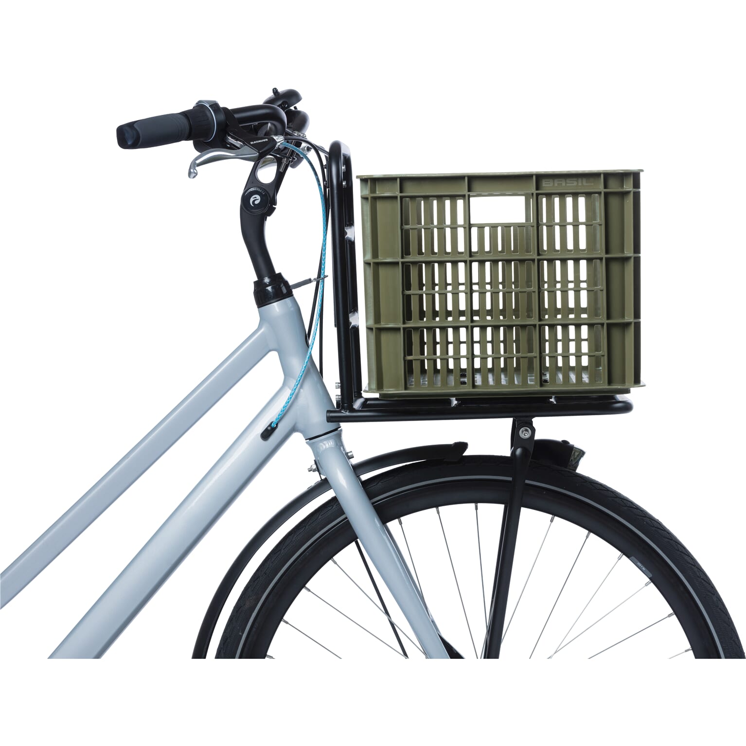 Basil fietskrat L moss groen 40L recycled