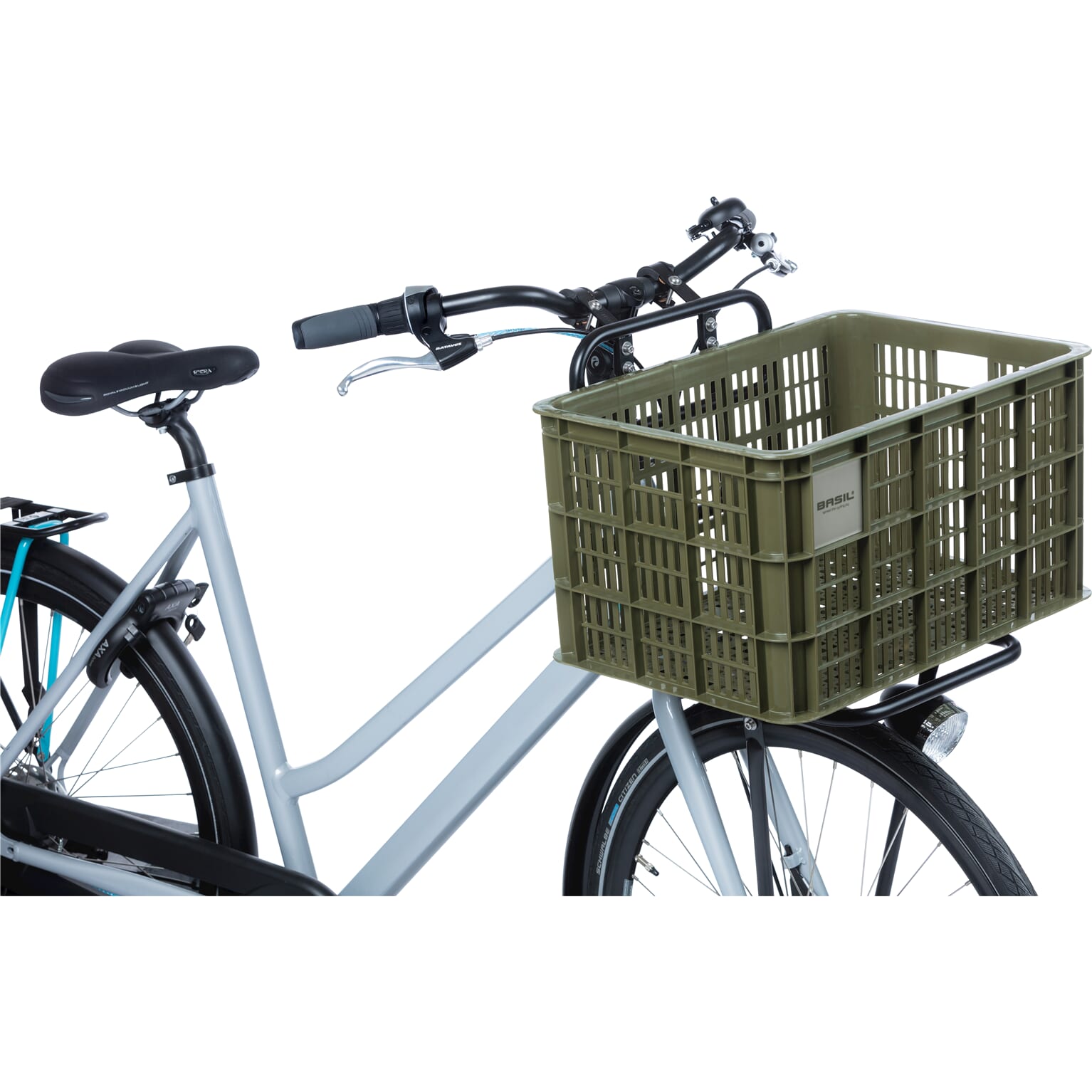 Basil fietskrat L moss groen 40L recycled