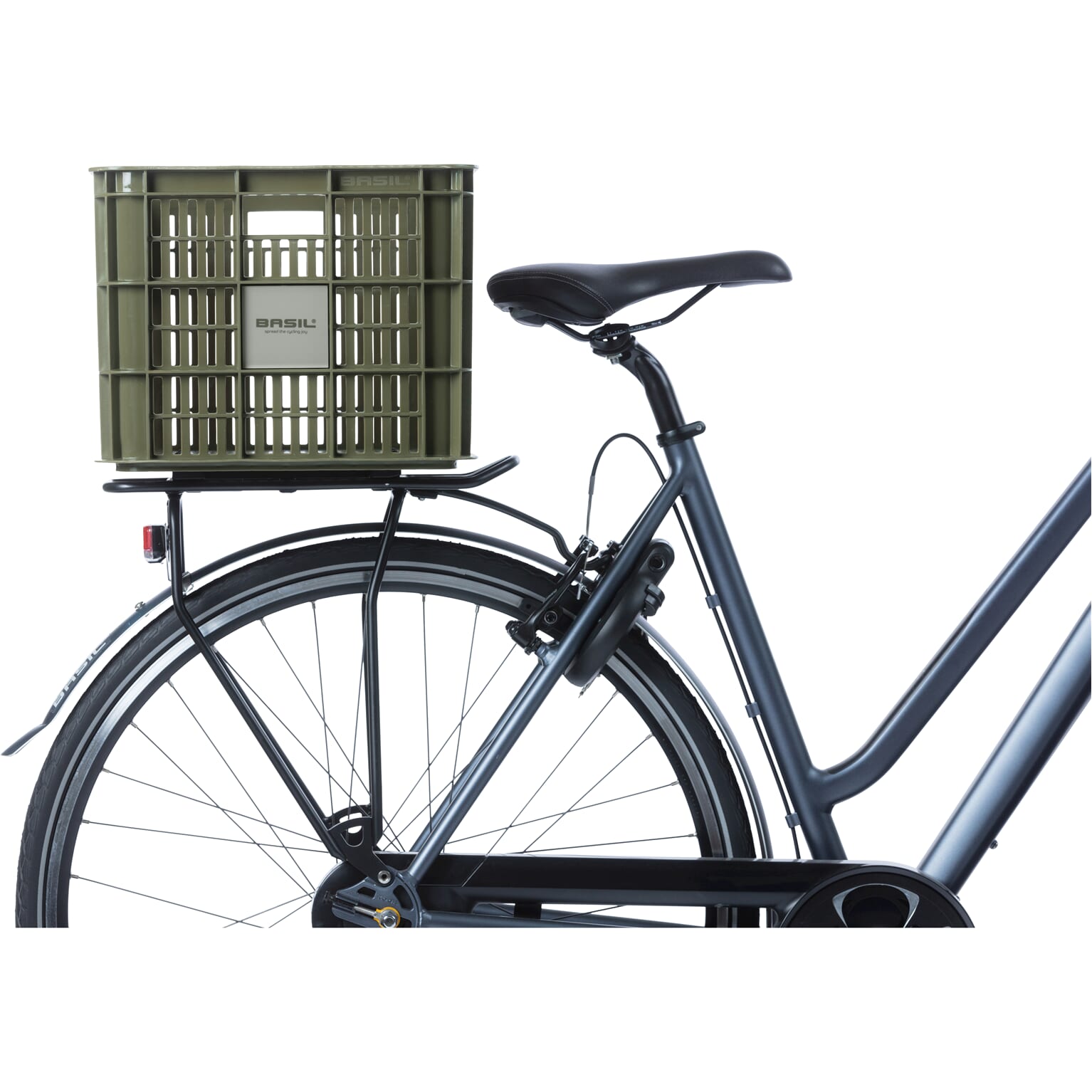 Basil fietskrat L moss groen 40L recycled