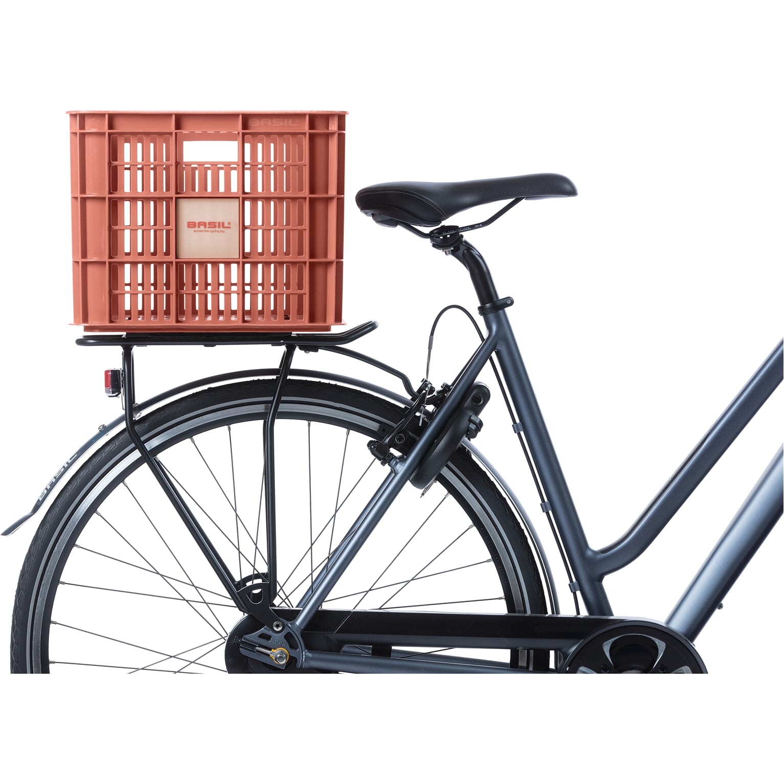 Basil fietskrat L terra rood 40L recycled