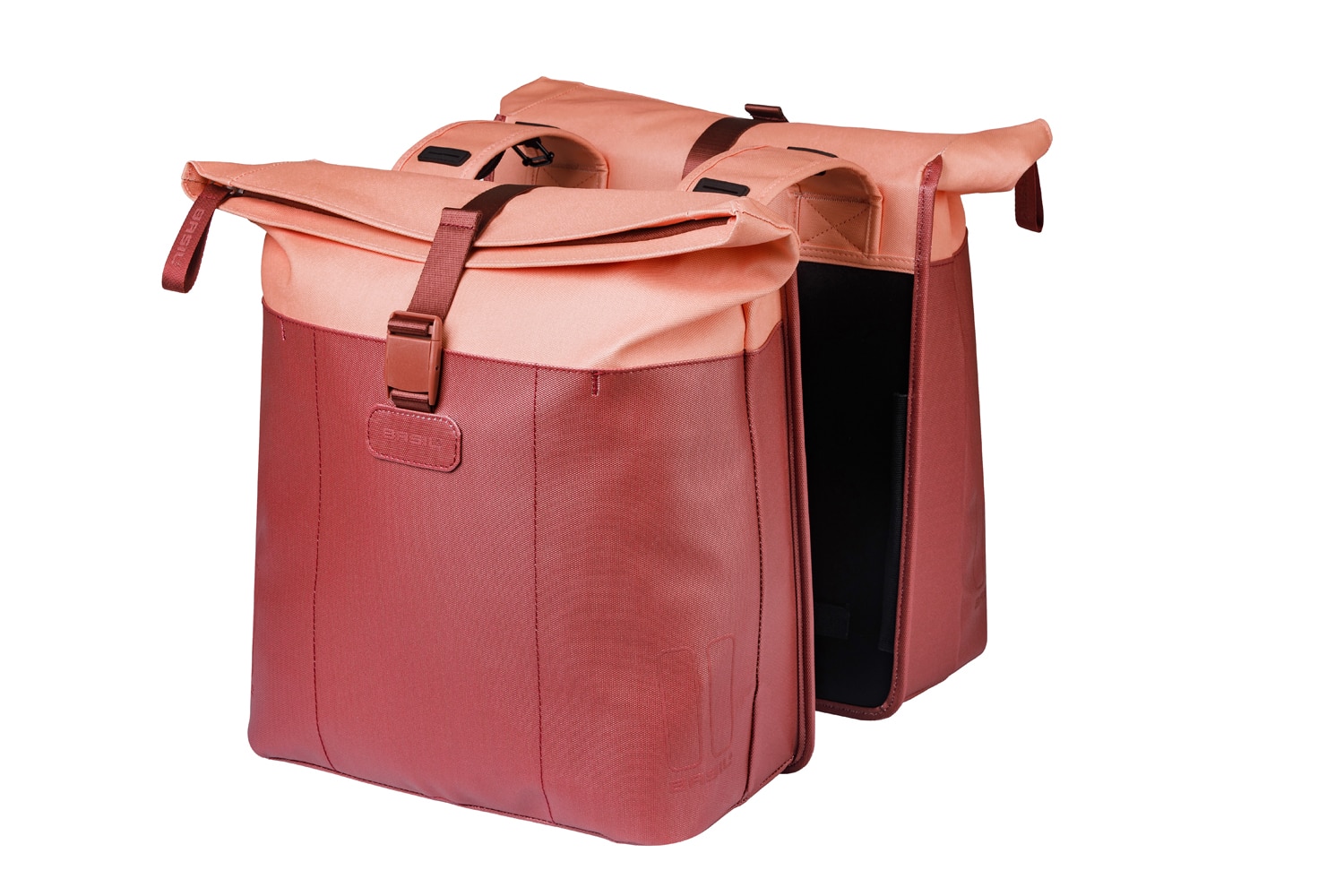 Basil fietstas dubbel Vive bordeaux/roze 28-35L