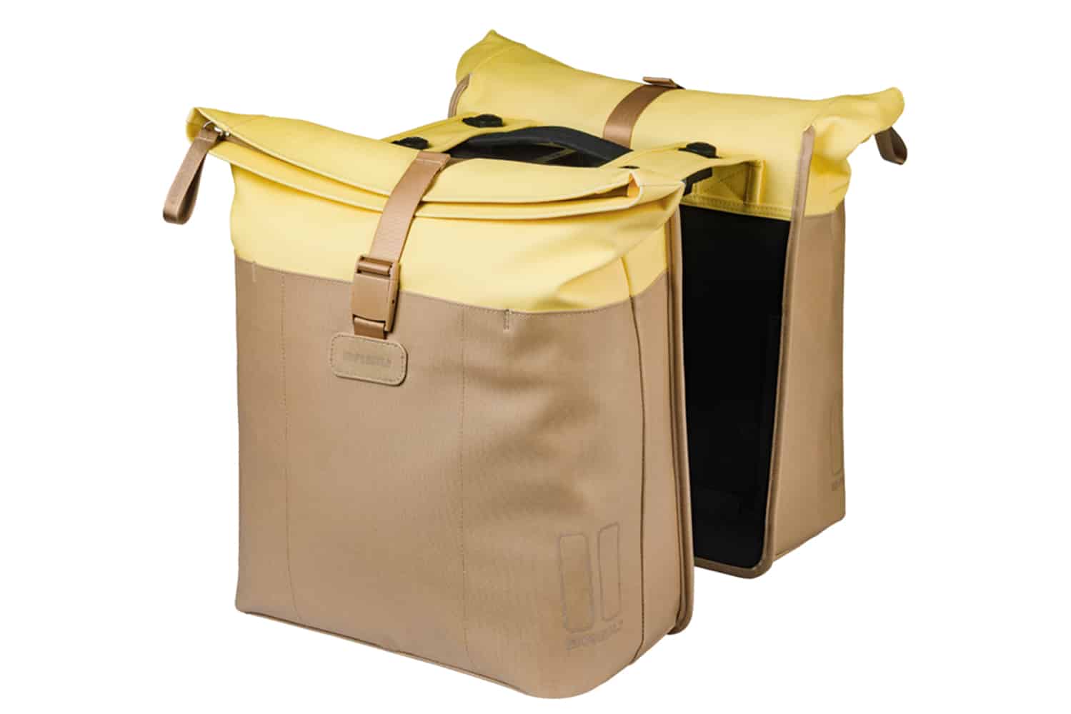 Basil fietstas dubbel Vive zand/geel MIK 28-35L