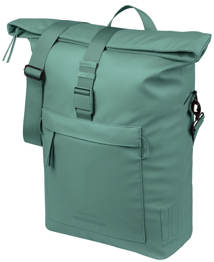 Basil schoudertas Brooklyn MIK Hooks zilver groen 17L