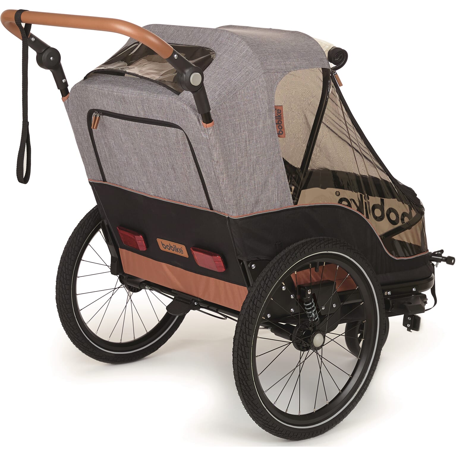 Bobike trailer 2 in 1 - Fietskar & Wandelwagen - Zwart/Bruin