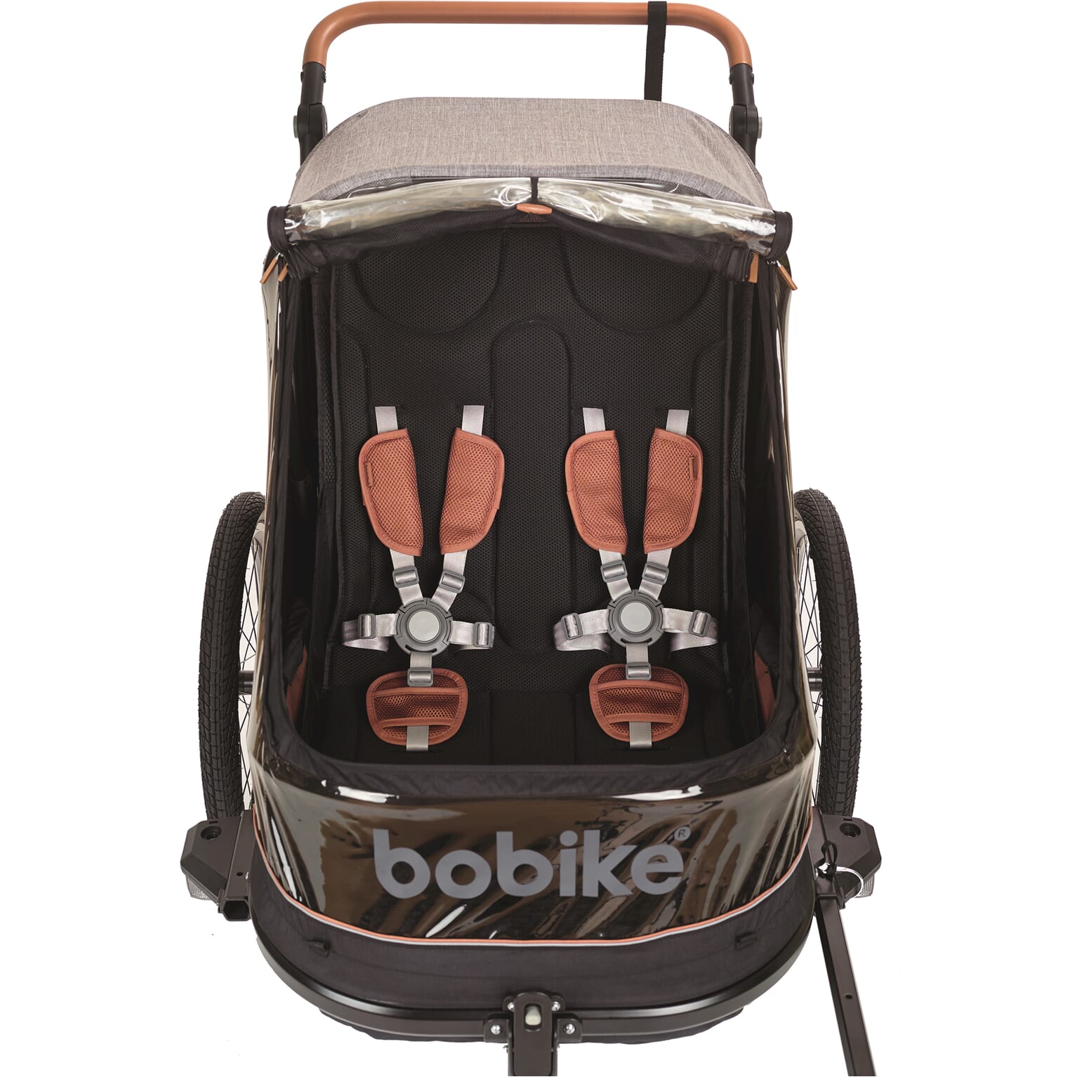 Bobike trailer 2 in 1 - Fietskar & Wandelwagen - Zwart/Bruin