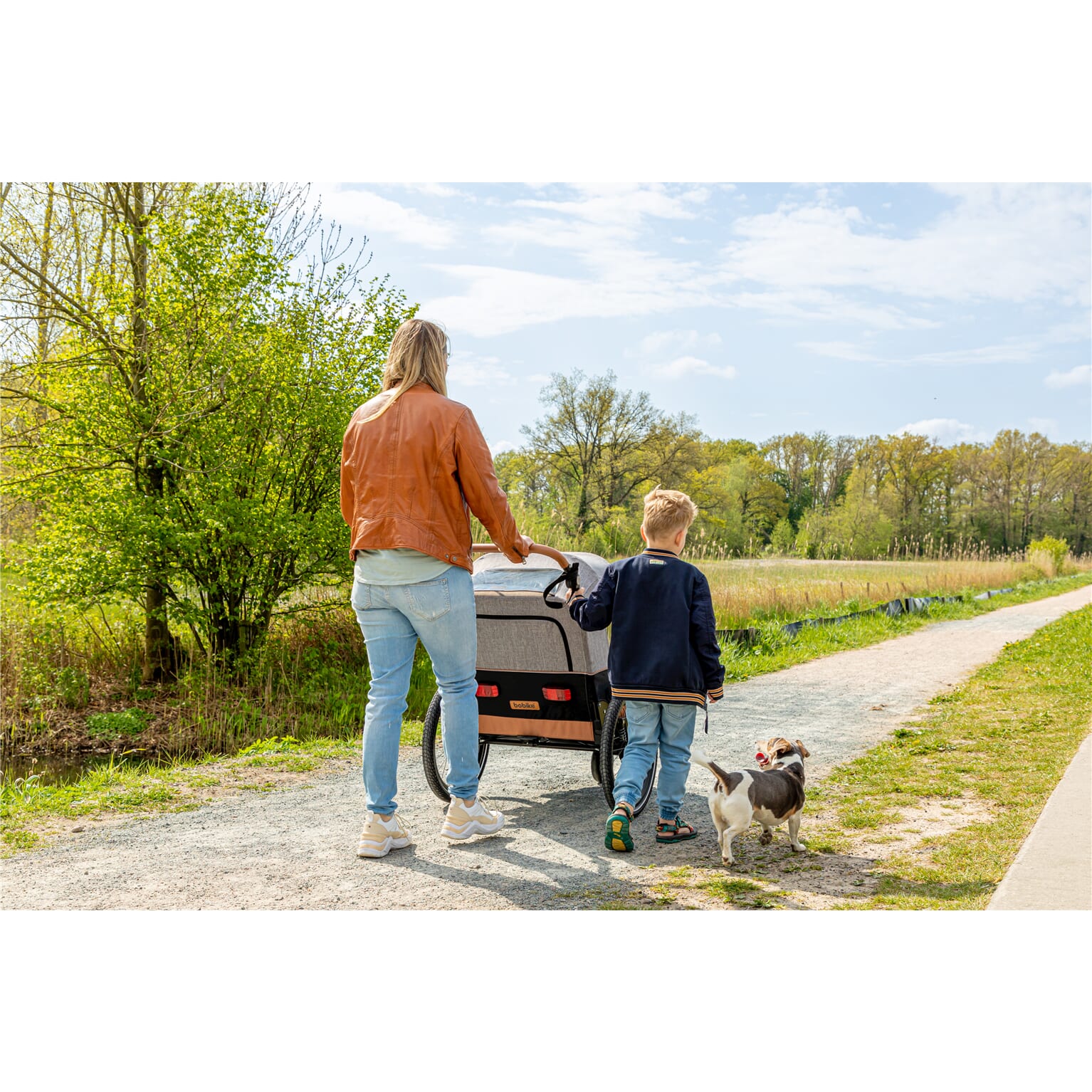 Bobike trailer 2 in 1 - Fietskar & Wandelwagen - Zwart/Bruin