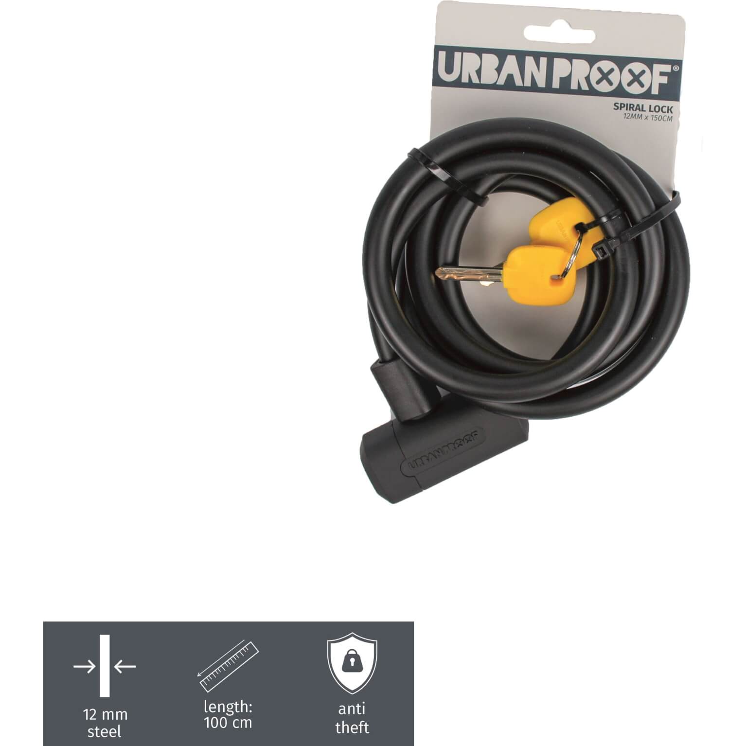 UP kabelslot 12mm 150cm zwart